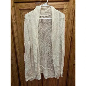 Women's cream crochet sweater long sleeve shacket by Roxy, L